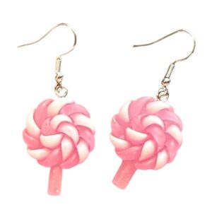 Kawaii Pink Swirl Lollipop Earrings ✨ Y2K‎ Candycore Statement Jewelry